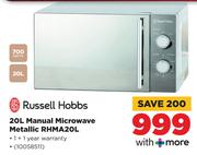 Russell Hobbs 20Ltr Manual Microwave (Metallic) RHMA20L