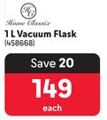 Home Classic 1L Vacuum Flask-Each