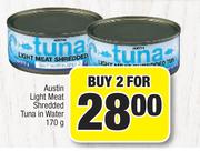 Austin Light Meat Shredded Tuna In Water-For Any 2 x 170g