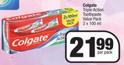 Colgate Triple Action Toothpaste Value Pack-2 x 100ml Per Pack