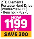 WD 2TB Elements Portable Hard Drive WDBU6Y0020BB-Each