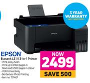 Epson Ecotank L3111 3-In-1 Printer
