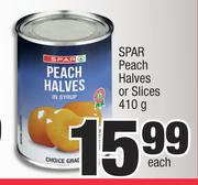 Spar Peach Halves Or Slices-410g Each