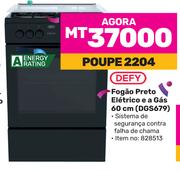 Defy Fogao Preto Eletrico e a Gas 60cm DGS679