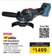 Ryobi 18V Brushless Angle Grinder XBG-115