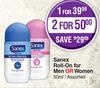 Sanex Roll-On For Men Or Women Assorted-50ml Each
