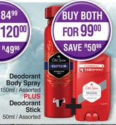 Old Spice Deodorant Body Spray 150ml + Deodorant Stick 50ml Assorted-For Both