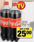 Coca Cola Soft Drink(Regular Only)-2 x 1.5 Liter