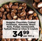 Nuggles Chocolate Coated Hazelnuts,Almonds,Brazil Nuts,Fudge,Honeycomb,Turkish Rose-Per 100g 