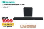 Hisense 3.1 Channel 480W Soundbar HS3100