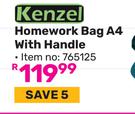 Kenzel Homework Bag A4 With Handle 765125