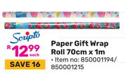 Scripto Paper Gift Wrap Roll 70cm x 1m-Each