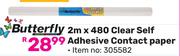 Butterfly 2m x 480 Clear Self Adhesive Contact Paper 305582