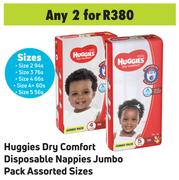 Huggies Dry Comfort Disposable Nappies Jumbo Pack (Assorted Sizes)- For Any 2