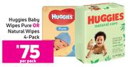 Huggies Baby Wipes Pure Or Natural Wipes 4 Pack- Per Pack