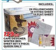 Cape Designer Winter Bed Sheet 4 Piece Queen