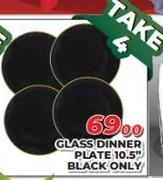 Glass Dinner Plate 10.5" Black Only-For 4