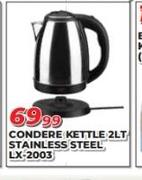 Condere Kettle 2L Stainless Steel LX-2003