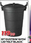 BT Dustbin With Lid 75L Black