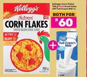 Kellogg's Corn Flakes 750g Plus Great Value UHT Full Cream Milk 1L-Both For