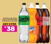Fanta Zero, Sprite Zero Or Coca Cola Zero Sugar Soft Drinks Assorted-2 x 2L