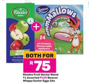 Rhodes Fruit Nectar Blend 1L Plus Beacon Whippy Easter Eggs 24s-Both For