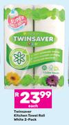 Twinsave Kitchen Towel Roll White 2 Pack-Each