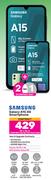 2 x Samsung Galaxy A15 4G Smartphone-On 1.2GB Red Top Up Core More Data + On Promo 75