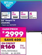 Hisense 81cm (32") Smart TV 32A4K