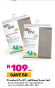 Little One Standard Cot Fitted Sheet Assorted-Each