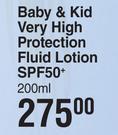 Bionike Defence Sun Baby & Kid Very High Protection Fluid Lotion SPF50+-200ml