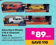 Adventure Wheels 1:16 4 Channel Race Car-Each