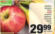 Spar Freshline Bananas 750g Plus Spar Freshline Season's Favourite Apples 1Kg-Per Combo