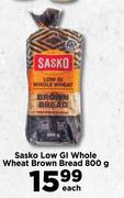 Sasko Low Gl Whole Wheat Brown Bread-800g Each