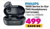 Philips 1000 Series In Ear TWS Headphones TAT1215BK