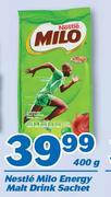 Nestle Milo Energy Malt Drink Sachet-400g