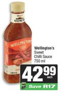 Wellington's Sweet Chilli Sauce-750ml Each