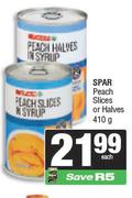 Spar Peach Slices Or Halves-410gm Each