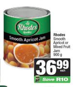 Rhodes Smooth Apricot Or Mixed Fruit Jam-900gm Each