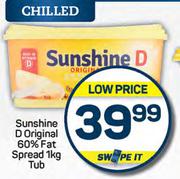 Sunshine D Original 60% Fat spread Tub-1Kg 