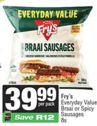 Fry's Everyday Value Braai Or Spicy Sausages-8s Per Pack