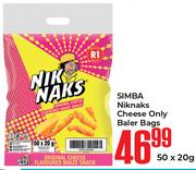 Simba Nik Naks Chees Only Baler Bags-50 x 20g