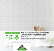Oracle Satin White Ceramic Wall Tile 81482740-Per sqm