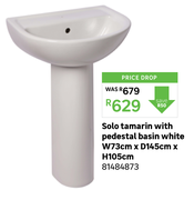Solo Tamarin With Pedestal Basin White W73cm x D145cm x H105cm 81484873