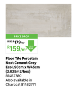 Eco Porcelain Next Cement Grey Floor Tile 81482780-Per Sqm