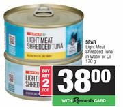Spar Light Meat Shredded Tuna In Water Or Oil-For 2 x 170g