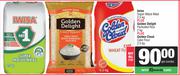 Iwisa Super Maize Meal 2.5Kg+Golden Delight Parboiled Rice 2Kg+Golden Cloud Cake Flour 2.5Kg