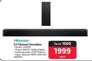 Hisense 2.1 Channel Soundbar HS2100