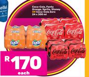 Coca Cola, Fanta, Orange, Sprite, Stoney Or Coca Cola Zero-24 x 300ml Each