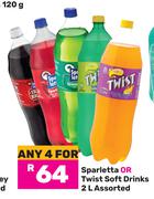 Sparletta Or Twist Soft Drinks Assorted-For 4 x 2L